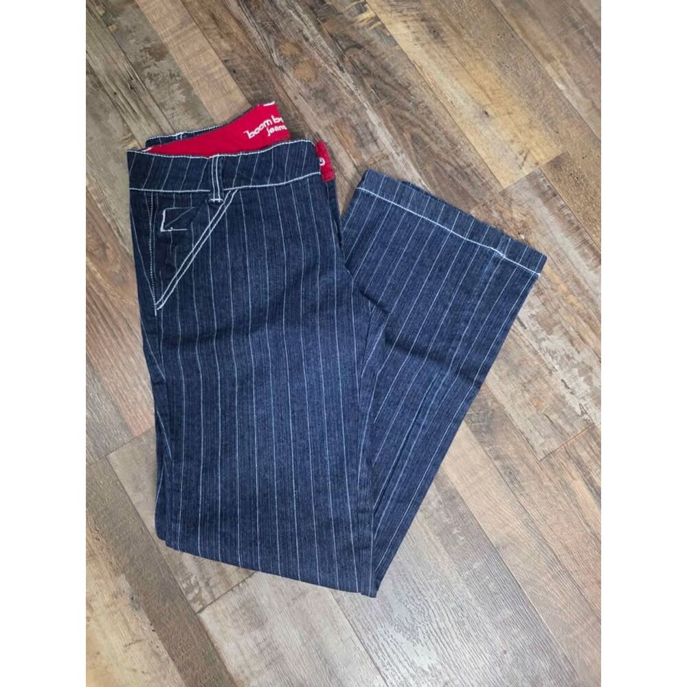 Vintage Boom Boom Jeans Y2K Dark Indigo Pinstripe Flare Jeans